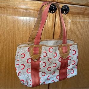 IMPERFECT $20 SALE: Authentic CHLOE red brown cream PVC & Leather Tote